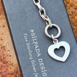 Vintage Silpada Sterling Silver Heart Charm Bracelet